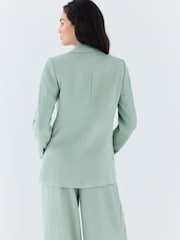 Sage Green Crinkle Fabric Single Breasted Blazer - Image 2 of 8