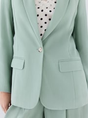 Sage Green Crinkle Fabric Single Breasted Blazer - Image 5 of 8