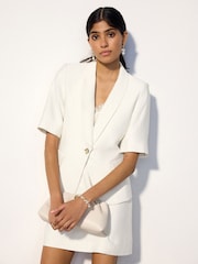 Ecru Soft Touch Short Sleeve Jacket - Image 1 of 8