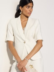 Ecru Soft Touch Short Sleeve Jacket - Image 2 of 8