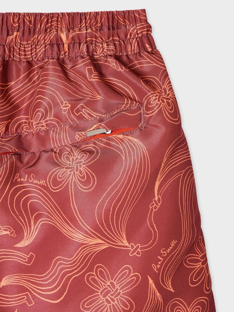 PS Paul Smith Red Regular-Fit Logo Printed Swim Shorts - Image 2 of 2