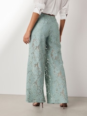 Mint Green N. Premium Lace Wide Leg Trousers - Image 4 of 8