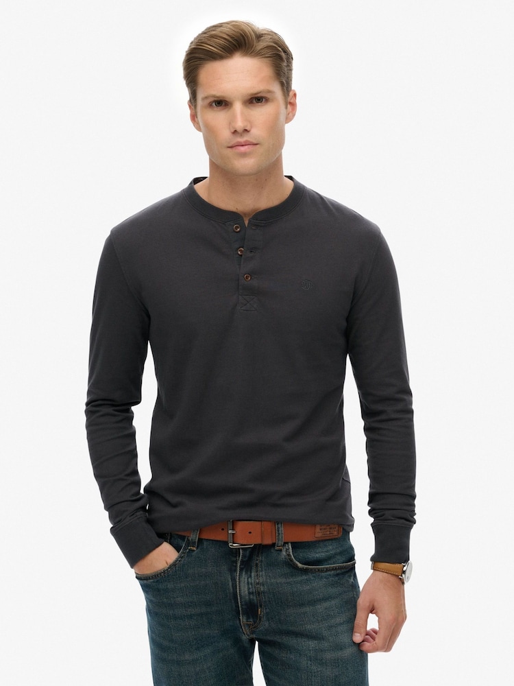 Superdry Grey Classic Essential Grandad Top - Image 1 of 5