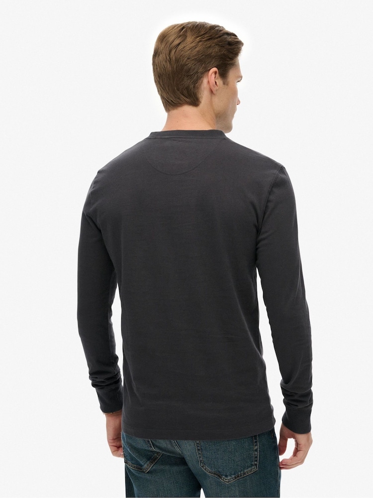 Superdry Grey Classic Essential Grandad Top - Image 2 of 5