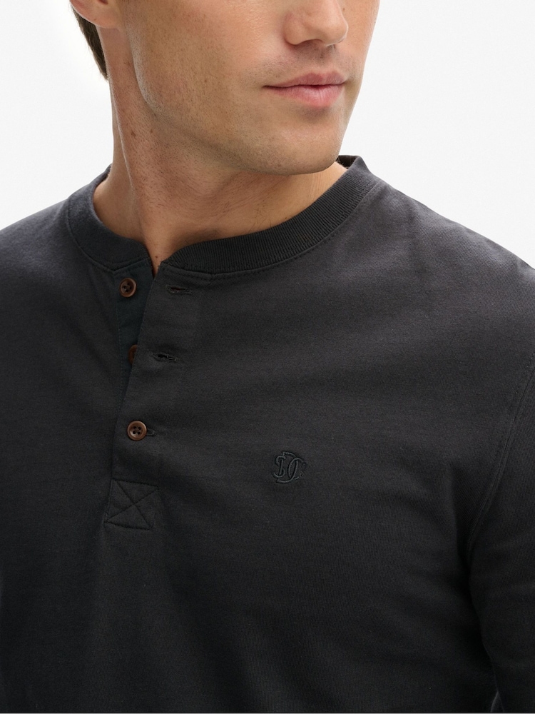 Superdry Grey Classic Essential Grandad Top - Image 5 of 5 Superdry Grey Classic Essential Grandad Top - Image 5 of 5