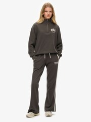 Superdry Grey Athletic Stripe Flare Joggers - Image 1 of 7