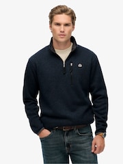 Superdry Blue Storm Fleece Half Zip Jumper - Image 1 of 7