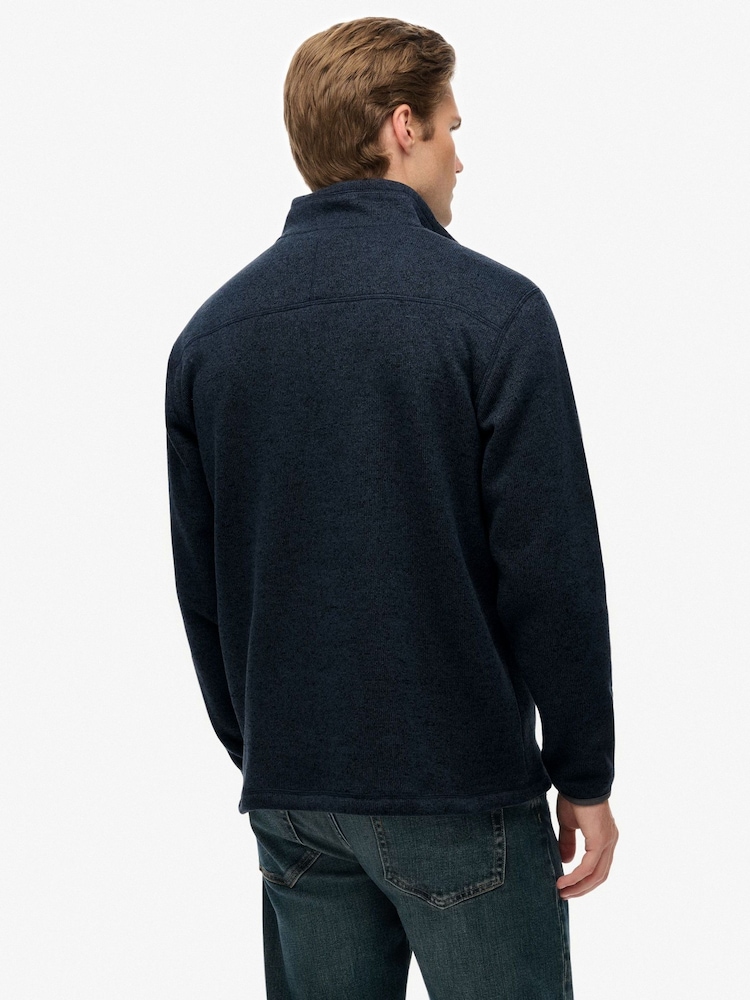 Superdry Blue Storm Fleece Half Zip Jumper - Image 2 of 7 Superdry Blue Storm Fleece Half Zip Jumper - Image 2 of 7