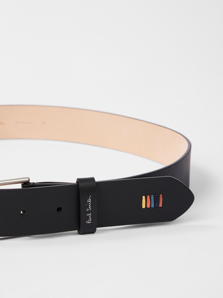 PS Paul Smith Black Stripe Stitch Detail Belt - Image 2 of 4