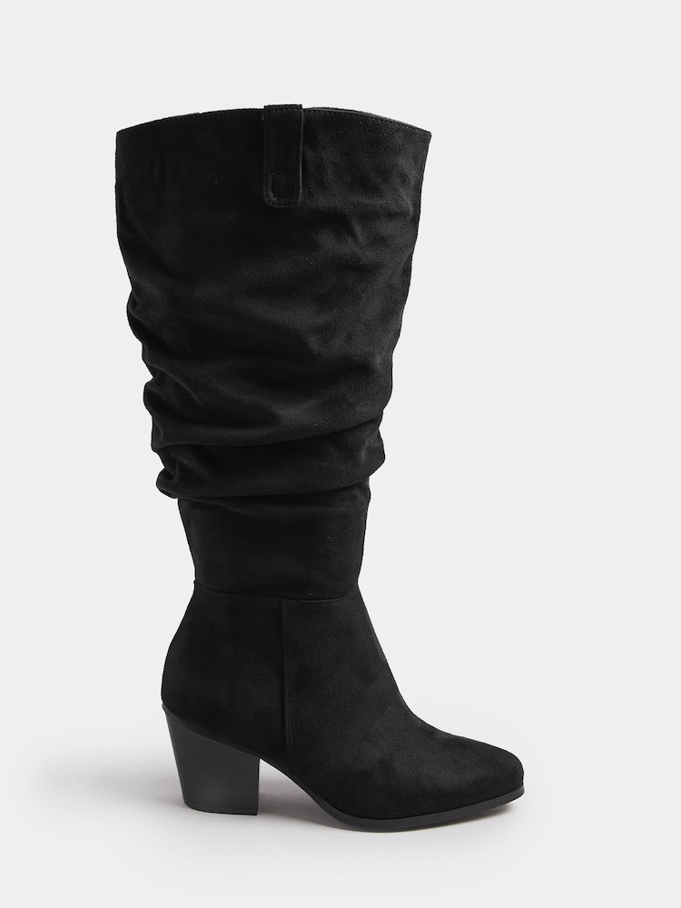 Yours Curve Black Extra-Wide Fit Ruched Western Boots - Image 2 of 2