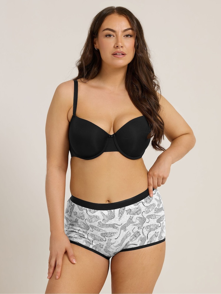Yours Curve Grey Leopard Print Shorts 5 Pack - Image 2 of 8