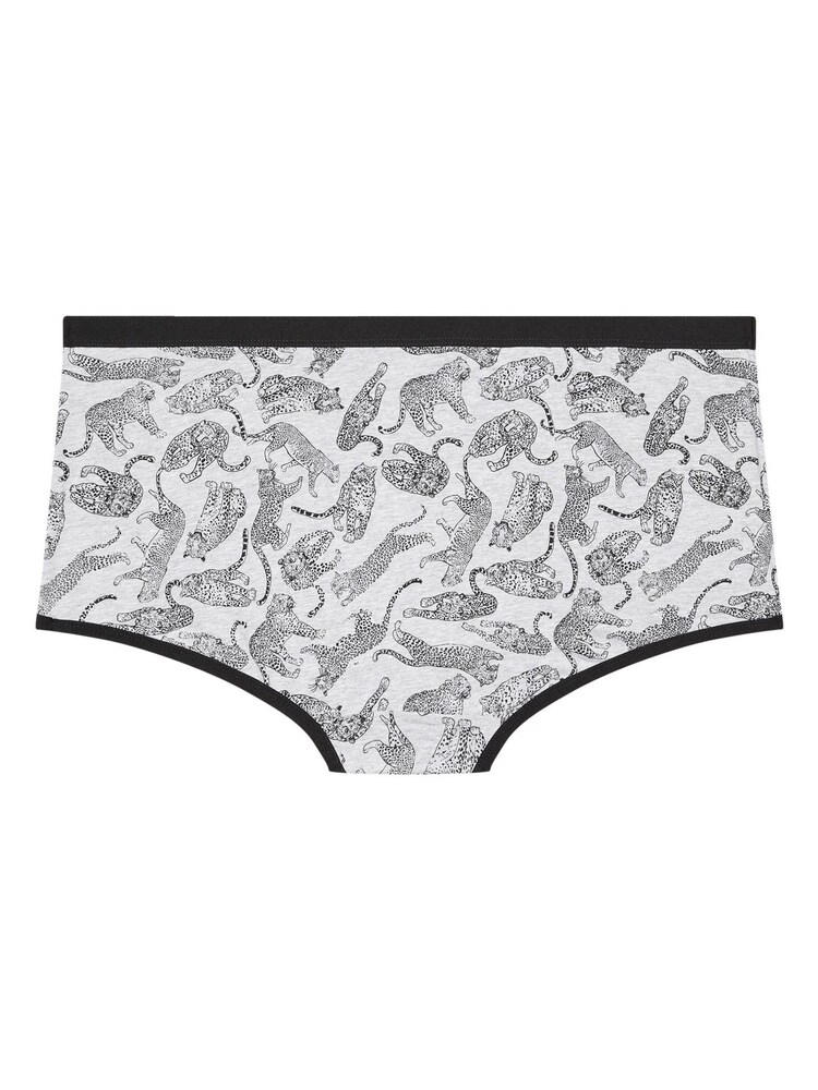 Yours Curve Grey Leopard Print Shorts 5 Pack - Image 8 of 8