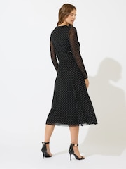 M&Co Black Keyhole Mesh Studded Dress - Image 3 of 5