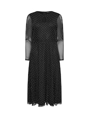 M&Co Black Keyhole Mesh Studded Dress - Image 5 of 5
