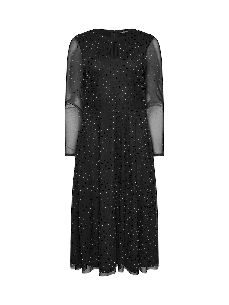 M&Co Black Keyhole Mesh Studded Dress - Image 5 of 5