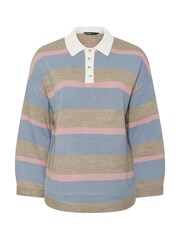 Yours Curve Blue Rugby Collar Jumper - Image 5 of 5