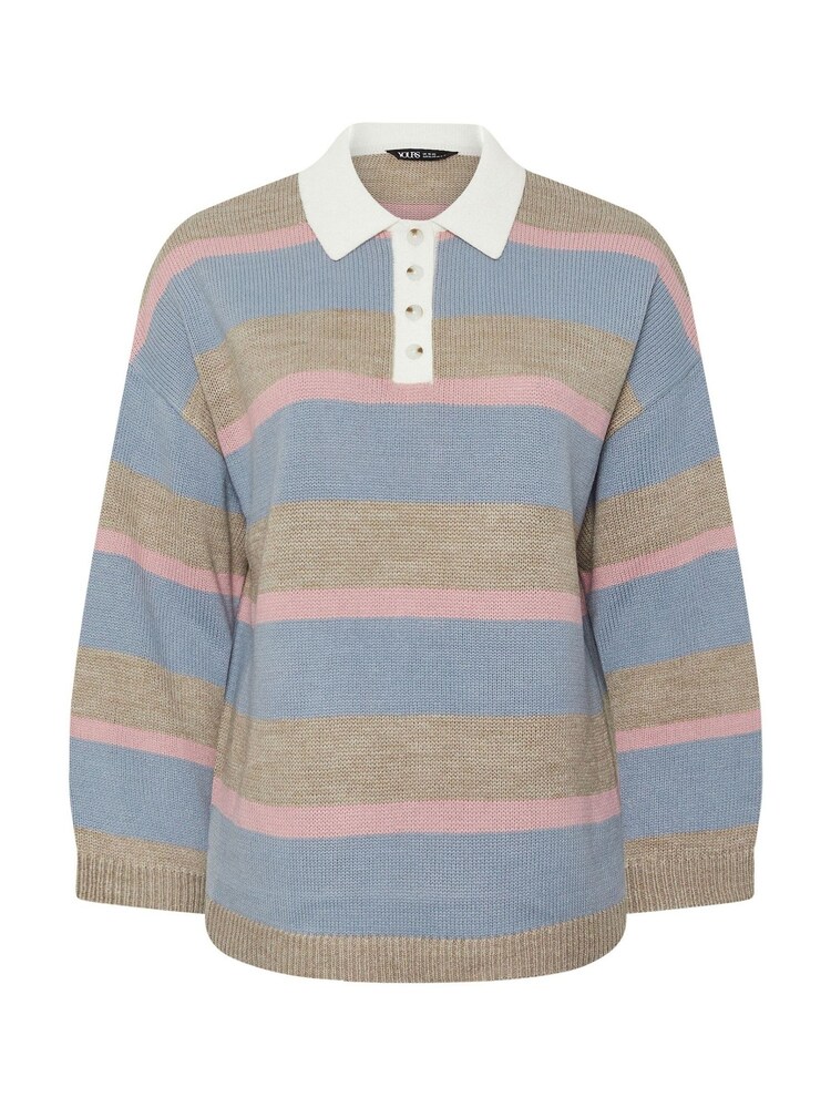Yours Curve Blue Rugby Collar Jumper - Image 5 of 5