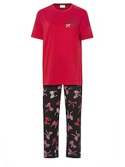 PixieGirl Petite In My Bow Era Short Sleeve Wide Leg PJ Set - Imagen 4 de 5