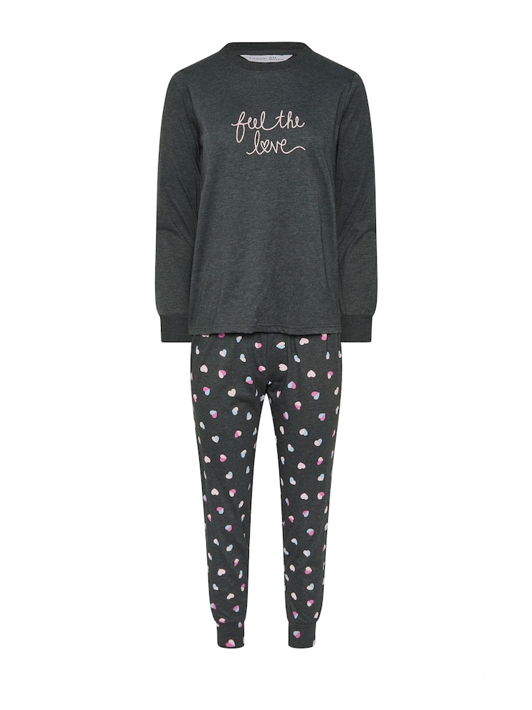 PixieGirl Petite Grey Half Heart Long Sleeve Cuffed PJ Set - Image 5 of 5 PixieGirl Petite Grey Half Heart Long Sleeve Cuffed PJ Set - Image 5 of 5
