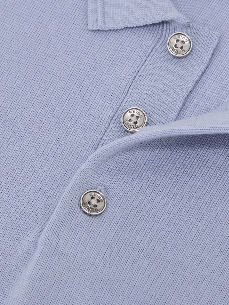 Reiss Sky Blue Manor Merino Wool Short-Sleeve Polo Shirt - Image 3 of 3