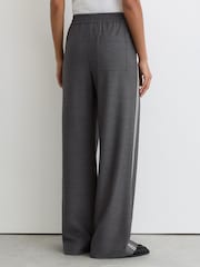 Reiss Grey Marlow Mélange Side-Stripe Wide-Leg Trousers - Image 5 of 6