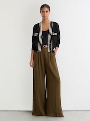 Reiss Black/Khaki Green Danni Interest Cardigan - Image 3 of 6