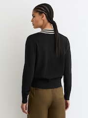 Reiss Black/Khaki Green Danni Interest Cardigan - Image 5 of 6
