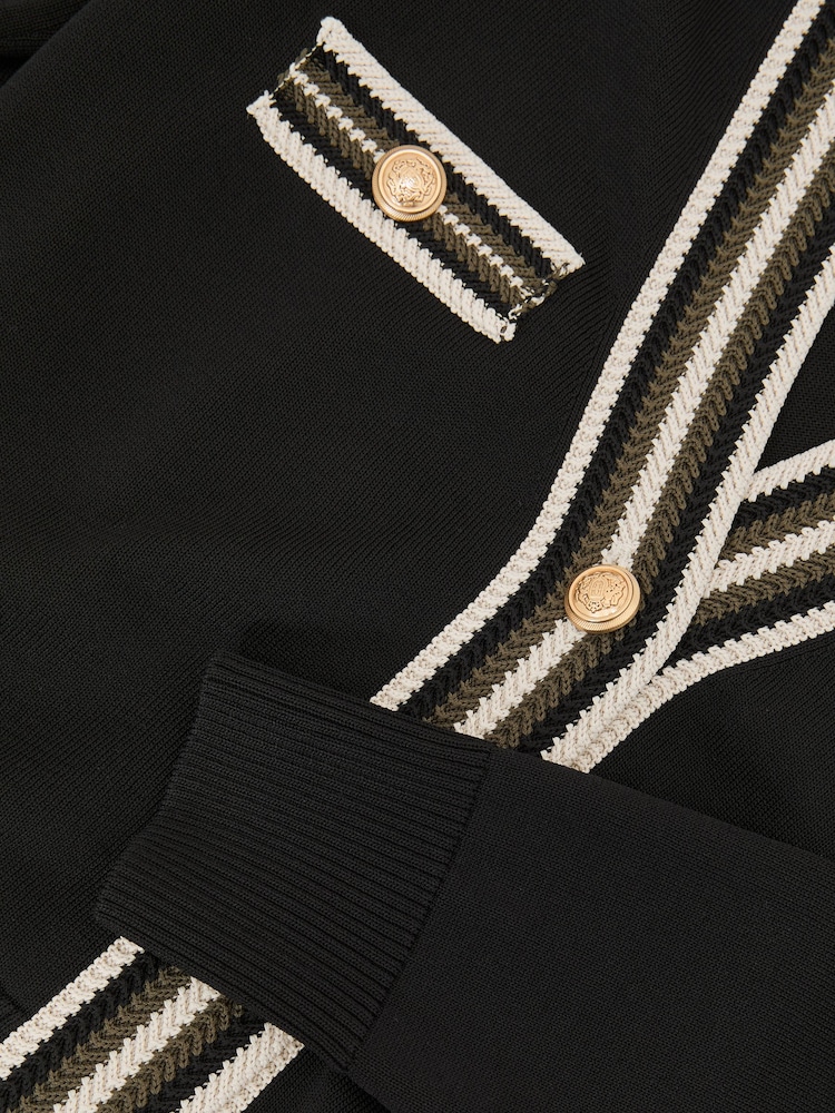 Reiss Black/Khaki Green Danni Interest Cardigan - Image 6 of 6