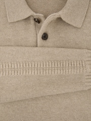 Reiss Oatmeal Elm Wool-Blend Half-Button Polo Jumper - Image 6 of 6