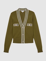 Reiss Green/Ivory Danni Interest Cardigan - Image 2 of 6