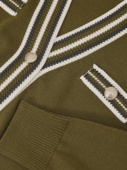 Reiss Green/Ivory Danni Interest Cardigan - Image 6 of 6