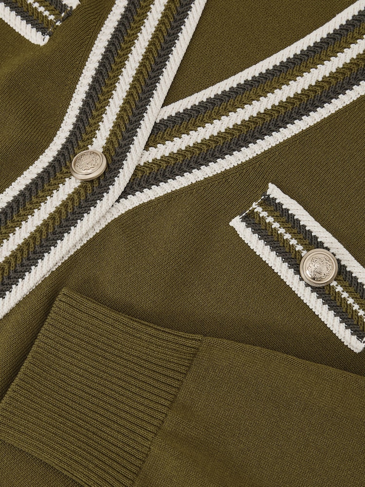 Reiss Green/Ivory Danni Interest Cardigan - Image 6 of 6