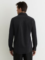 Reiss Washed Black Davaro Stretch-Modal Cutaway-Collar Shirt Regular-Fit - Image 6 of 7