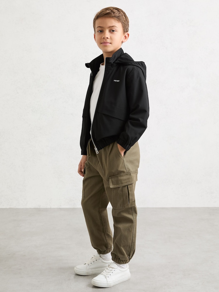 Negru - Reiss Ash Zip-Through Hooded Logo Jacket - Imaginea 1 din 4 Negru - Reiss Ash Zip-Through Hooded Logo Jacket - Imaginea 1 din 4