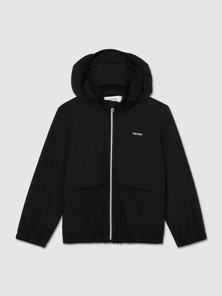 Negru - Reiss Ash Zip-Through Hooded Logo Jacket - Imaginea 2 din 4 Negru - Reiss Ash Zip-Through Hooded Logo Jacket - Imaginea 2 din 4