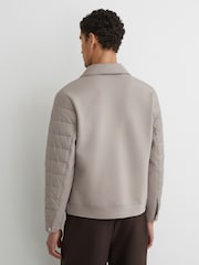 Reiss Mink Brown Harrison Quilted Hybrid Press-Stud Jacket - Image 5 of 7