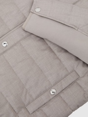 Reiss Mink Brown Harrison Quilted Hybrid Press-Stud Jacket - Image 7 of 7