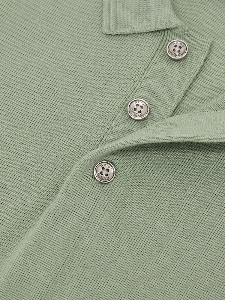 Reiss Light Sage Green Manor 13-14 yrs Merino Wool Short-Sleeve Polo Shirt - Image 3 of 3