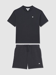Reiss Avern Logo T-Shirt and Shorts Set Cotton-Blend - Imaginea 2 din 3