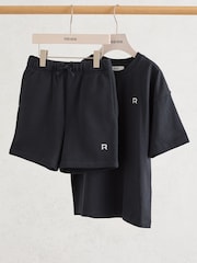 Reiss Avern Logo T-Shirt and Shorts Set Cotton-Blend - Imaginea 3 din 3