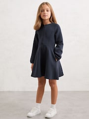 Reiss Navy Jen 13-14 yrs Interlock-Jersey Panelled Dress - Image 2 of 4