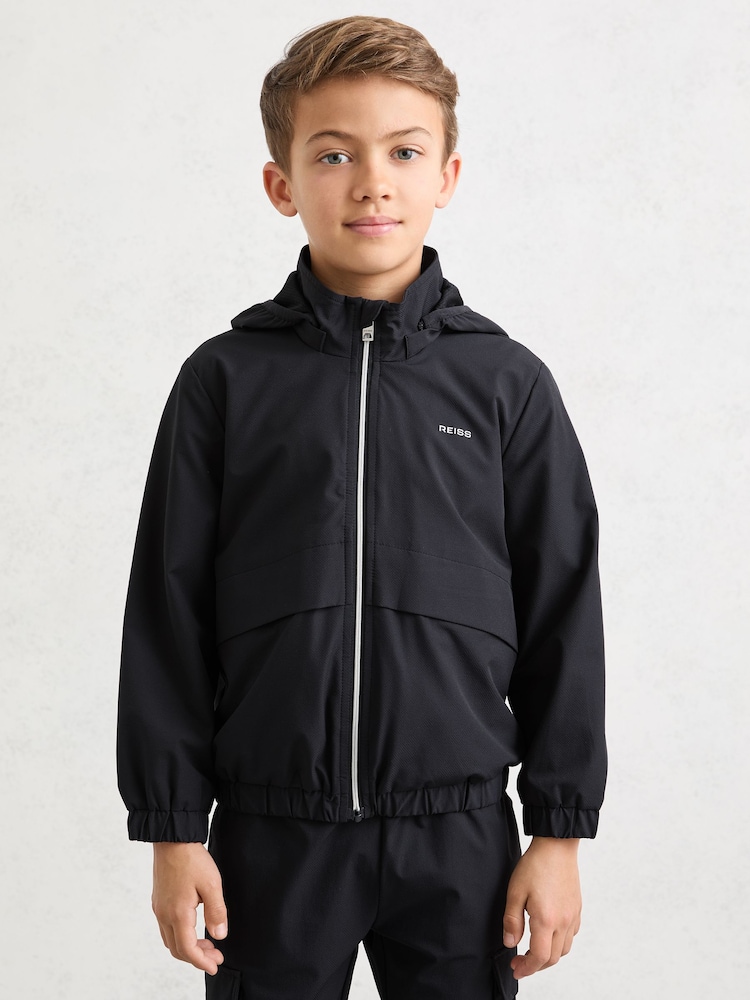 Reiss Navy Ash Zip-Through Hooded Logo Jacket - Image 2 of 4