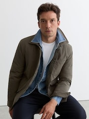 Verde oscuro - Camisa acolchada con botones a presión Vasey de Reiss - Imagen 1 de 6