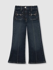 Reiss Blue Sara Flared Horsebit-Detail Jeans - Image 1 of 2