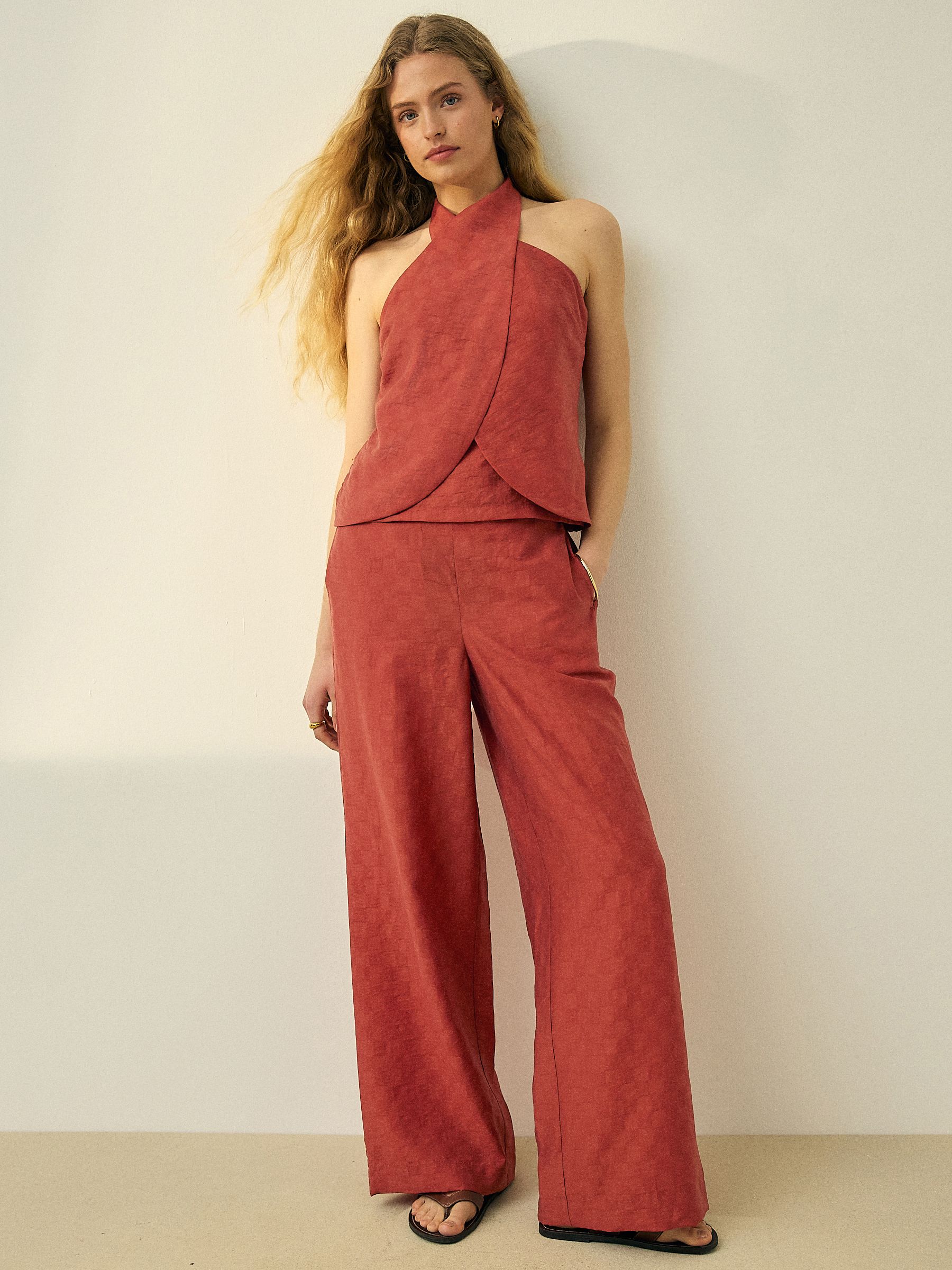 トップス Halterneck Checkjacquard Tops Buy Rust Red Jacquard Checkerboard Halter Top from Next Romania