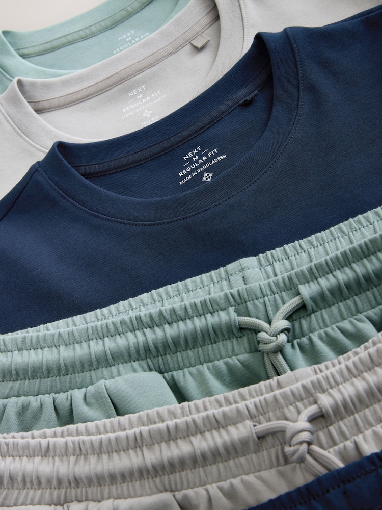 Navy Blue/Grey/Green T-Shirt and Shorts Set Multipack - Image 12 of 12