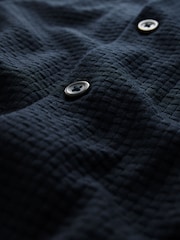 Navy Blue Regular Fit Jersey Short Sleeve Revere Collar Shirt - Image 7 of 8