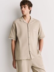 Neutral Regular Fit Jersey Short Sleeve Revere Collar Shirt - Image 1 of 9