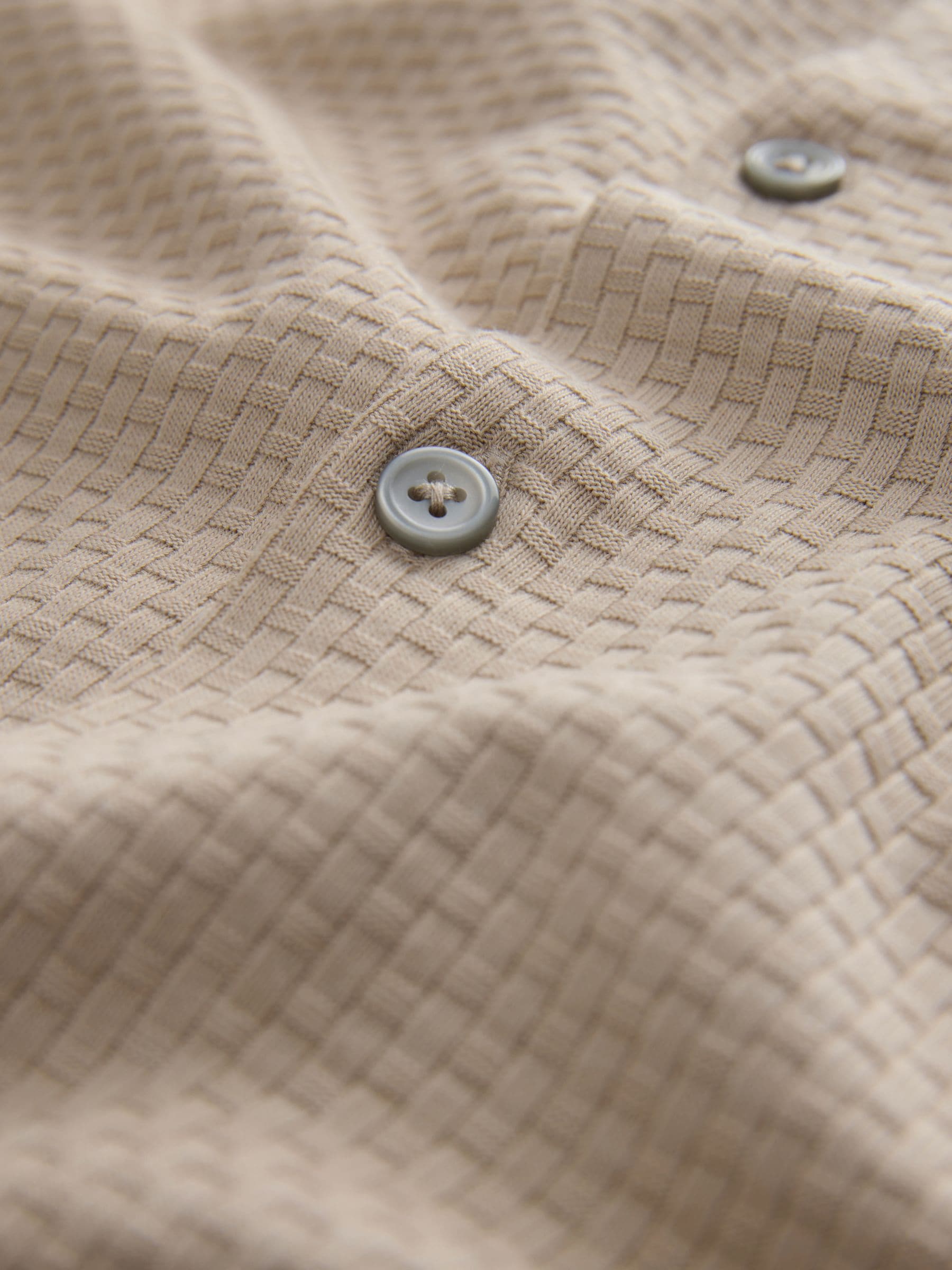 Buy Neutral Regular Fit Jersey Short Sleeve Revere Collar Shirt