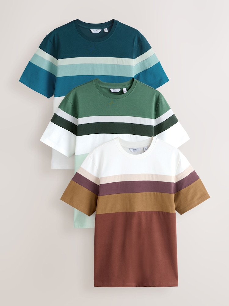 Bleu/Vert/Neutre - Lot de t-shirts à blocs de couleurs 3 - Image 1 de 9